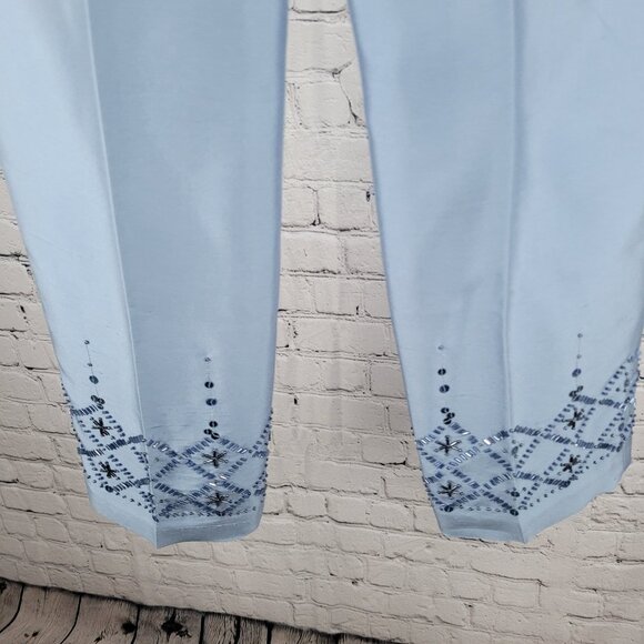 NWD Ann Taylor Blue Silk Sequin Bead Embellished Lined Pants Size 2 (26x28.5) - Picture 14 of 16